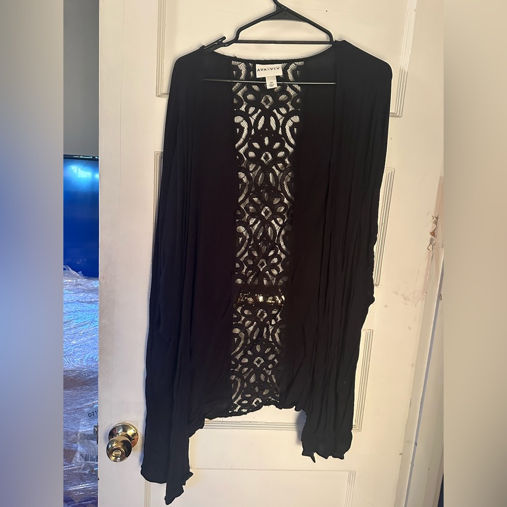 Ava + Viv Black Kimono with lace back detailing
